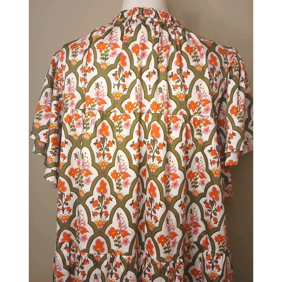 CROSBY by Mollie Burch Dress Sz XXL Floral Cotton Tiered Full A-line Tent Mini - Picture 7 of 16